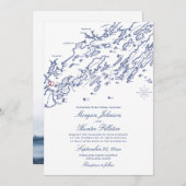 ポートランドメーンマップ結婚式招待状 セーブザデート (正面/裏面)