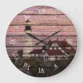 ポートランドメーンライトハウスウォーターカラーアート ラージ壁時計 (正面)