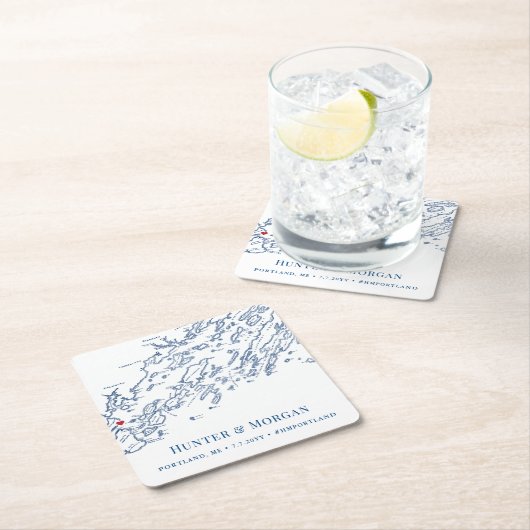 ポートランドメ結婚インのウェルカムパーティーカクテルアワー スクエアペーパーコースター (インサイチュ)