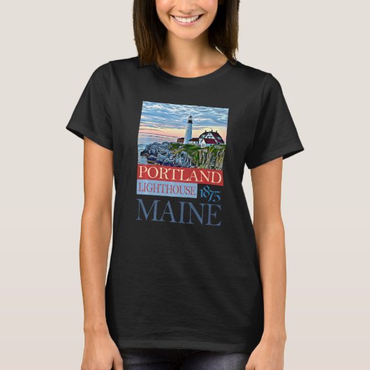 ポートランドライトハウスメイン1875 Tシャツ (正面)