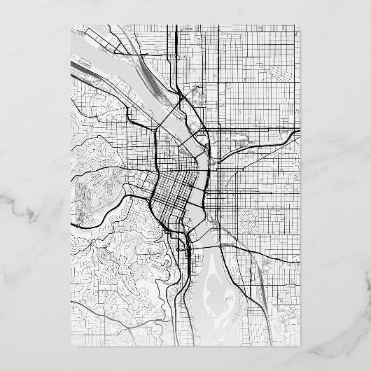 ポートランドラブロケーター |結婚式の日付の保存 箔招待状 (裏面)