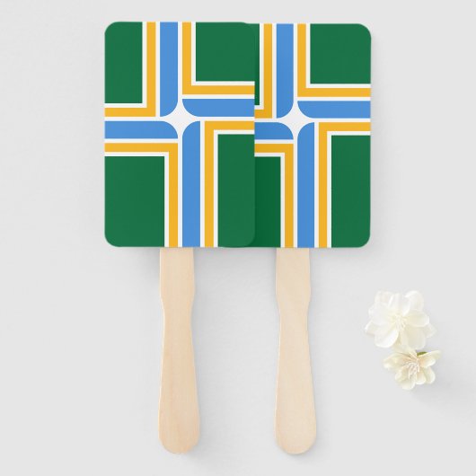 ポートランド国旗を持つ愛国的なハンドファンのセット ハンドファン (正面&裏面)