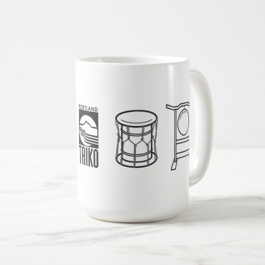 ポートランド太鼓 ラージラインアートマグ コーヒーマグカップ (正面右)