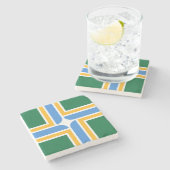 ポートランド州旗を持つ愛国的な石コースター ストーンコースター (横)