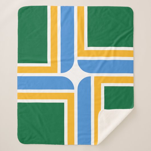 ポートランド州旗を持つ愛国的シェルパ毛布 シェルパブランケット (正面)