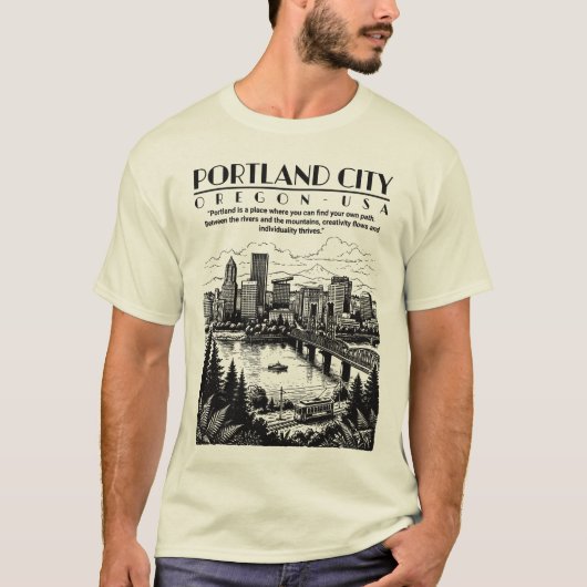 ポートランド市 オレゴン州 アメリカ Tシャツ (正面)