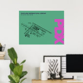 ポートランド空港 (PDX) ダイアグラム ポスター (ホームオフィス)