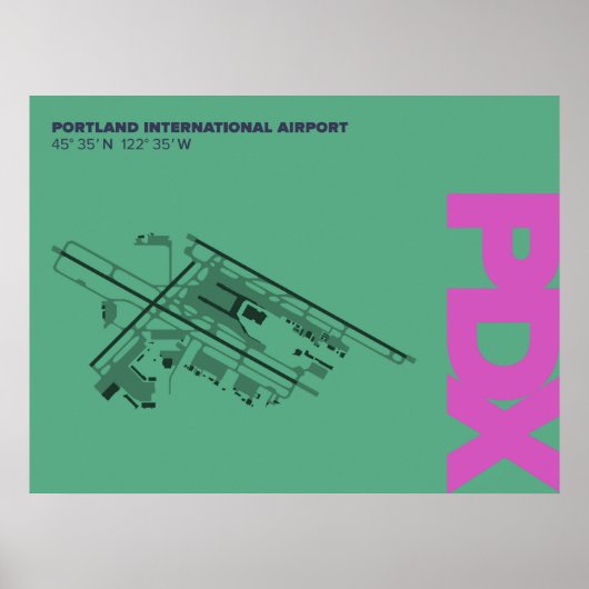 ポートランド空港 (PDX) ダイアグラム ポスター (正面)