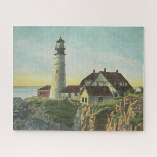 ポートランド・ヘッド灯台の水彩画 ジグソーパズル (横)