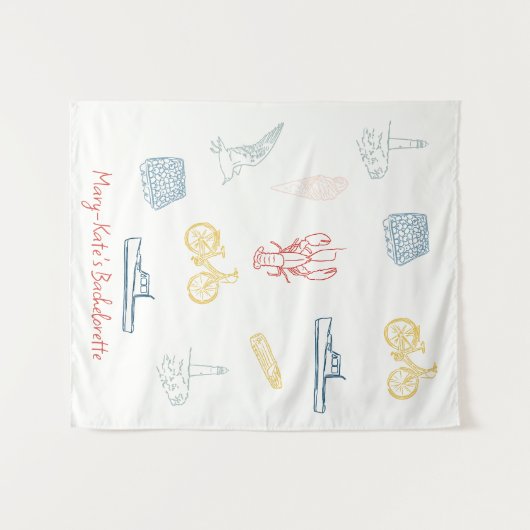 ポートランド、メイン州の独身最後の夜 タペストリー (正面(横))