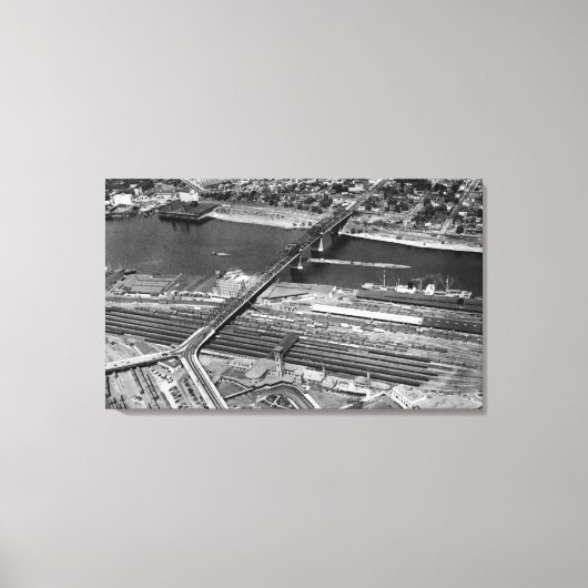 ポートランド、ORブロードウェイブリッジとデポ キャンバスプリント (正面)