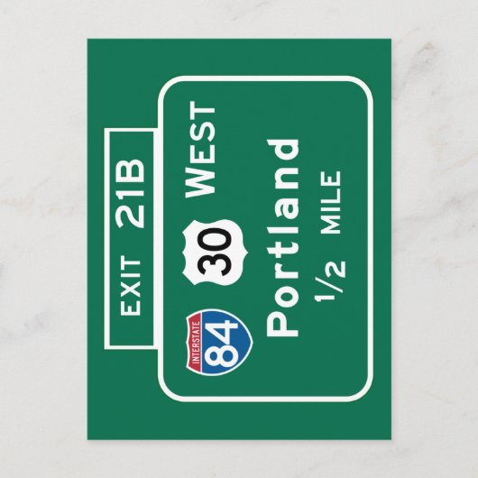 ポートランド、OR道路標識 ポストカード (正面)