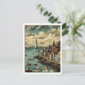ポートランドME抽象芸術グラフィックアートデザイン ポストカード (スタンド正面)