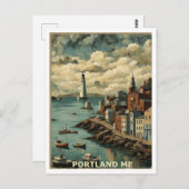 ポートランドME抽象芸術グラフィックアートデザイン ポストカード (正面/裏面)