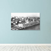 ポートランドORエアリアルビューfrom Hawthorne Bridge キャンバスプリント (インサイチュ (ウッドフロア))