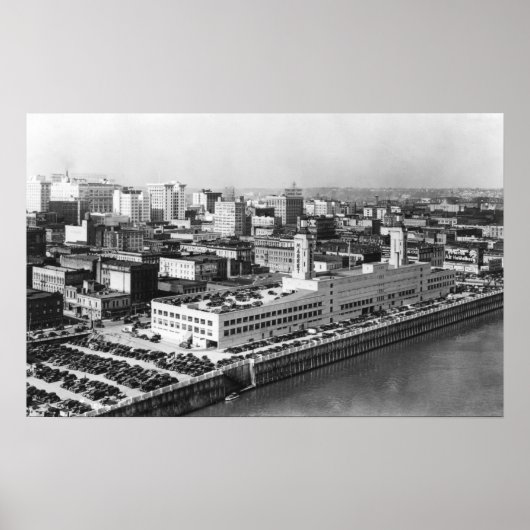 ポートランドORエアリアルビューfrom Hawthorne Bridge ポスター (正面)