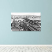 ポートランドORシティアンドホーソーンブリッジのビュー キャンバスプリント (インサイチュ (ウッドフロア))