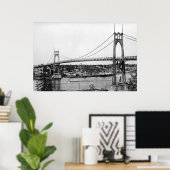 ポートランドOR View of St. John Bridge over ポスター (ホームオフィス)