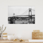 ポートランドOR View of St. John Bridge over ポスター (キッチン)
