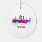 ポートランドV2スカイライン水彩画 セラミックオーナメント (左)