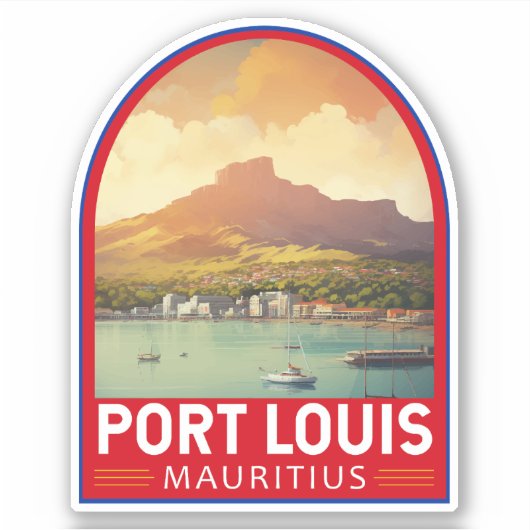 ポートルイスモーリシャストラベルアートヴィンテージ シール (正面)