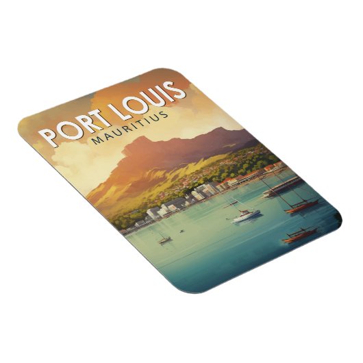 ポートルイスモーリシャストラベルアートヴィンテージ マグネット (右側)