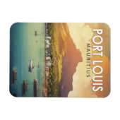 ポートルイスモーリシャストラベルアートヴィンテージ マグネット (横)