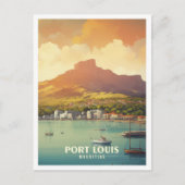 ポートルイスモーリシャスヴィンテージトラベルイラストレーション ポストカード (正面)