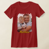 ポートレートと名前の追加カスタムパーソナライズされた贈 Tシャツ (レイダウン)