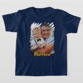 ポートレートと名前の追加カスタムパーソナライズされた贈 Tシャツ (レイダウン)