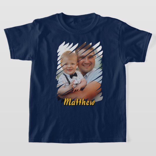 ポートレートと名前の追加カスタムパーソナライズされた贈 Tシャツ (レイダウン)