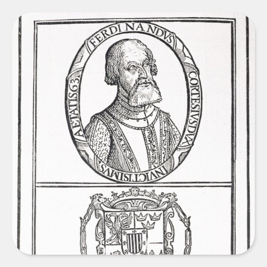 ポートレートのエルナド・コルテスとその腕 スクエアシール (正面)