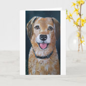 ポートレートのエンゲ絵を描ーズバイアルフレッドキツネ カード (黄色い花)