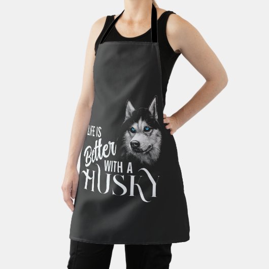 ポートレートのシベリアハスキーと青い目 エプロン (インサイチュ)