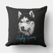 ポートレートのシベリアハスキーと青い目 クッション (正面)