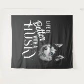 ポートレートのシベリアハスキーと青い目 タペストリー (正面(横))