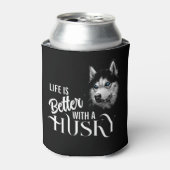 ポートレートのシベリアハスキーと青い目 缶クーラー (缶正面)