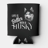 ポートレートのシベリアハスキーと青い目 缶クーラー (正面)