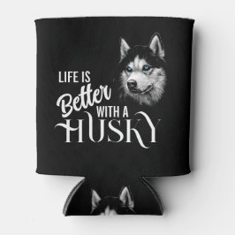 ポートレートのシベリアハスキーと青い目 缶クーラー