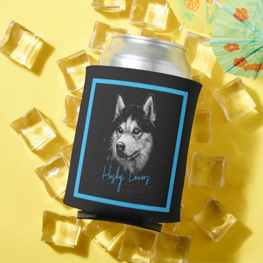 ポートレートのシベリアハスキーと青い目 缶クーラー (インサイチュ 夏)