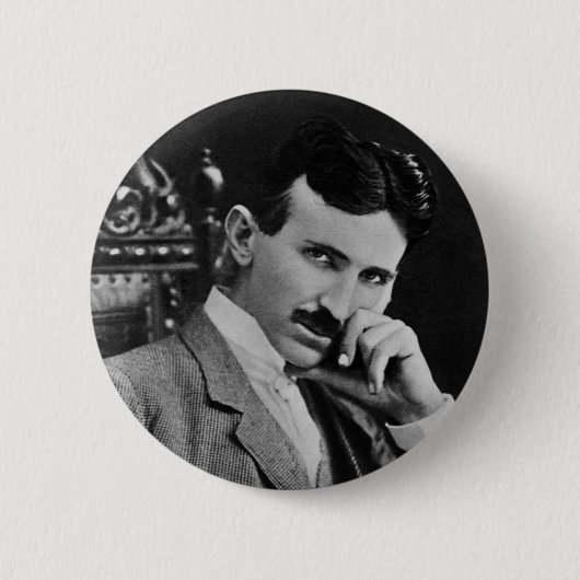 ポートレートのニコラテスラ 缶バッジ (正面)