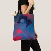 ポートレートのネオンピンクスタイルガール トートバッグ (クローズアップ)