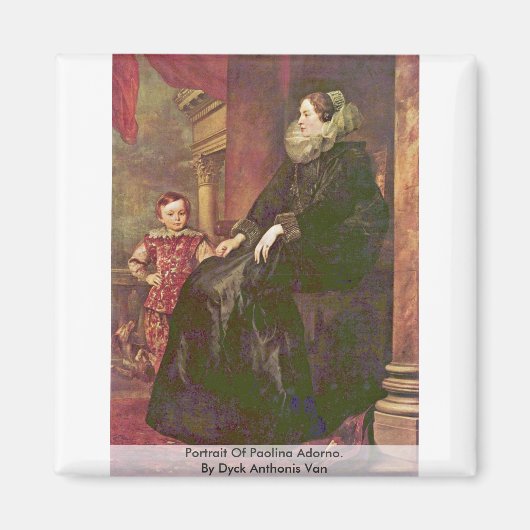 ポートレートのパオリーナアドルノ。Dyck Anthonis Van マグネット (正面)