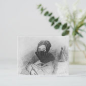 ポートレートのファンの後ろのジョージ・サンド ポストカード (スタンド正面)