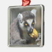 ポートレートのリングテイルムール食べ物のバナナ メタルオーナメント (左)