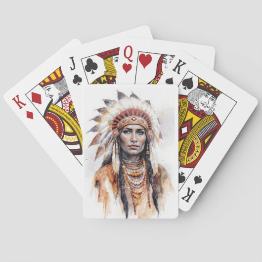 ポートレートの先住民アメリカ人女性の水のカラーパイ トランプ (裏面)