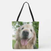 ポートレートの外の幸せなゴールデン・リトリーバー犬 トートバッグ (裏面)