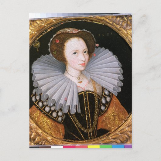 ポートレートの大きな羽毛の女性 ポストカード (正面)