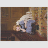 ポートレートの女の子と彼女の犬のデコパージュ紙 薄葉紙 (正面)