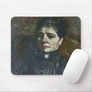 ポートレートの女性がゴッホ絵画に着席 マウスパッド